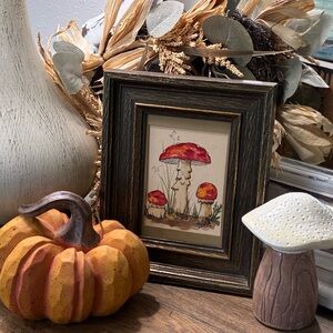 Framed Mushroom Art with Rustic Decor